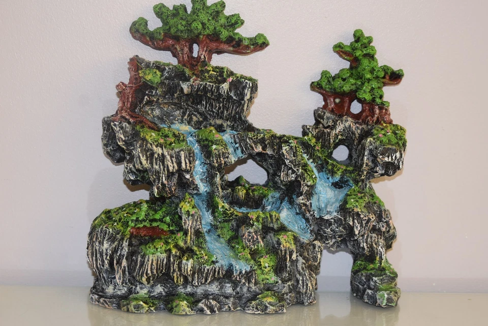 Aquarium Flach Gebacken Rock Landschaft Verzierung & Wasserfall Merkmal 24 x 8 X - Bild 2 von 4