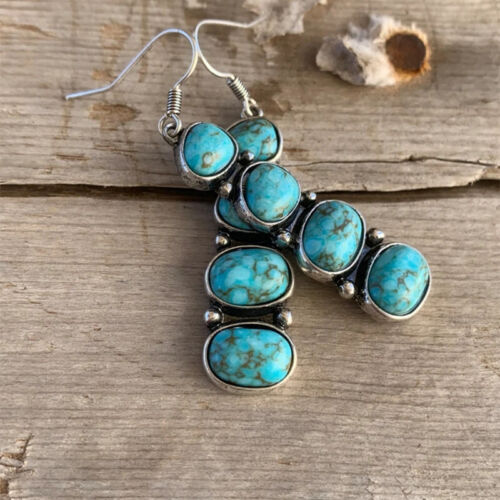 Classic Vintage Beaded Drop Earrings Turquoise Dangle For Women Bohemian Jewelry - Picture 1 of 8