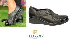 Pitillos Shoes Spain dress comfort wedge leather slip ons Pitllos 5324 Black