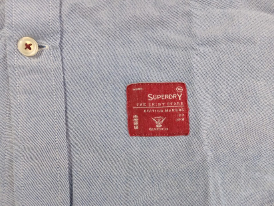 Vintage Superdry Shirt Mens XXL Button Down Blue Cotton Pit to pit 21