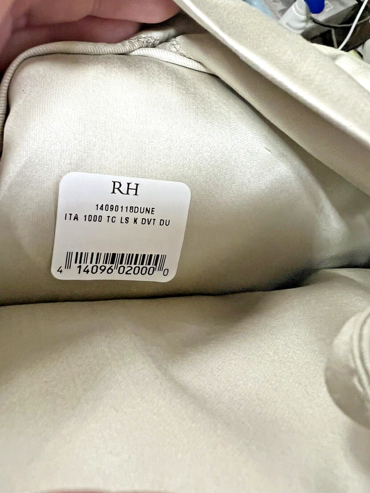 NUEVO RH Restauración Hardware 1000 Hilos Lujo Satén KING Edredón Dune $1000 Foto 2 de 4