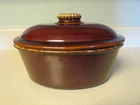 VNTG HULL POTTERY BROWN DRIP GLAZE 10" CASSEROLE DISH WITH LID OVENPROOF U.S.A.!