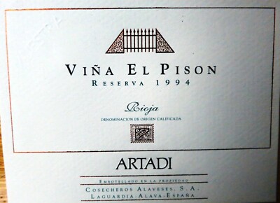 Etikettien Weine SPANIEN RIOJA Viña El Pison ARTADI 1994 Cosecheros Alaveses SA 