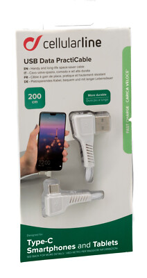 Cellularline USB Typ C - USB Daten Lade Kabel gewinkelt 2m Schnellladekabel 370
