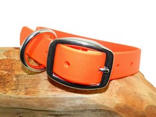 BioThane EASY CLEAN Waterproof ORANGE Dog Collar w Stainless Steel MADE IN USA