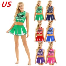 Women's Cheer Leader Costume School Girl Uniform Set Cheerleading Fancy Dress