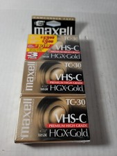 Maxell TC-30 VHS-C Premium High Grade HGX-Gold Camcorder 3-pack Tapes NEW SEALED