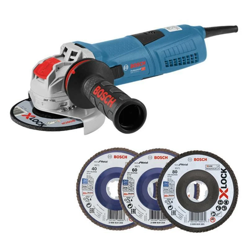 Bosch Winkelschleifer GWS GWX 13-125 S Professional inkl. 3 Mopteller X-LOCK