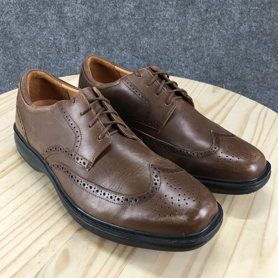 Dr. Zapatos de vestir cómodos para hombre 12 alas anchas Oxford cuero marrón con cordones informales Foto 3 de 4