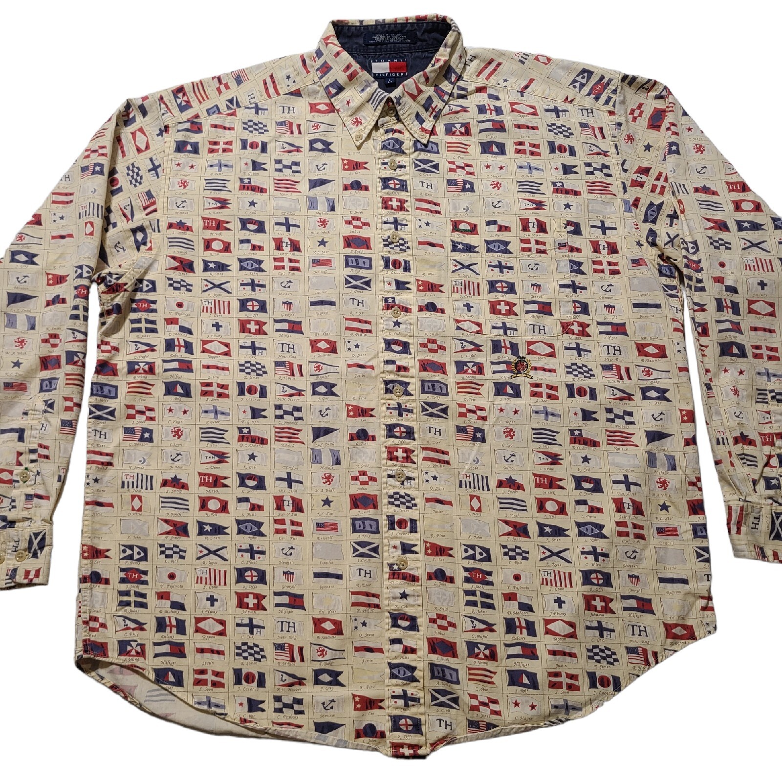 VTG TOMMY HILFIGER BLUE BOTTON DOWN LONG SLEEVED SHIRT MEDIUM