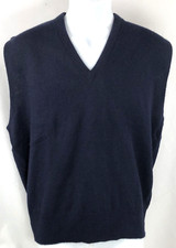 Vintage 70s Lord Jeff Sweater Vest XL Blue V-Neck 100 Orlon USA Preppy academia