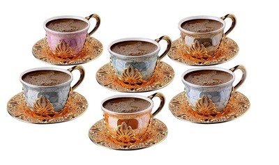 Saucer Set of 6 Turkish Coffee Set 