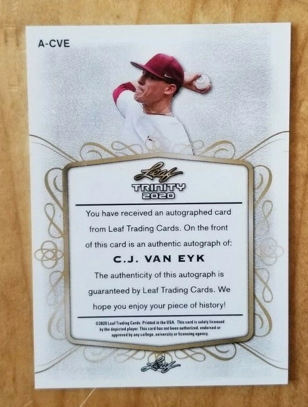 2020 Leaf Trinity C.J. VAN EYK RC | Auto Autograph | Blue Jays - Image 3 of 3