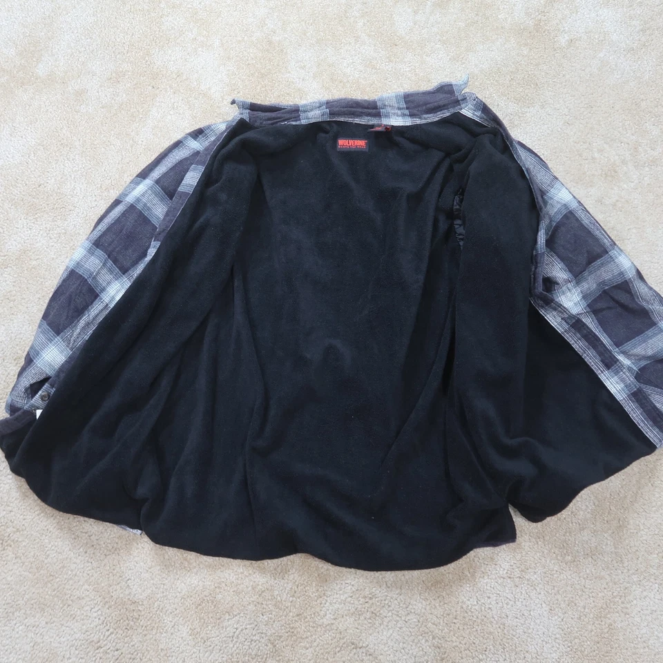 Wolverine Button Front Shirt Men's Medium Fleece Lined Plaid Workwear - Image 2 of 4