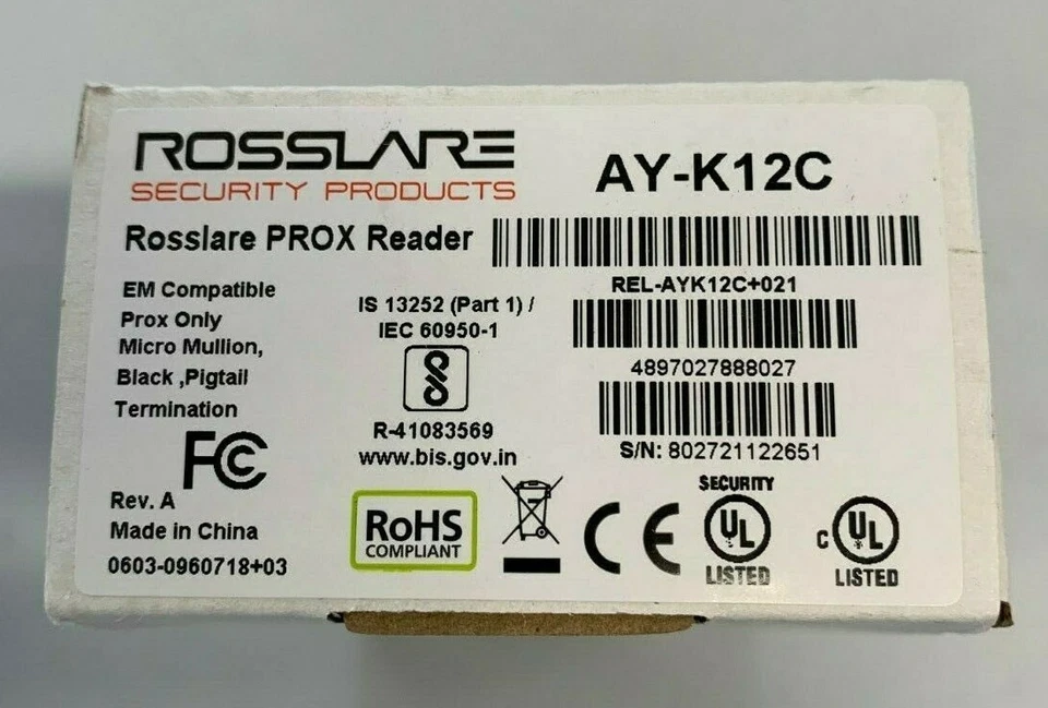 Rosslare AY-K12 Micro Mullion Proximity Em compatible Reader (AY-K12C) BRANDNEW
