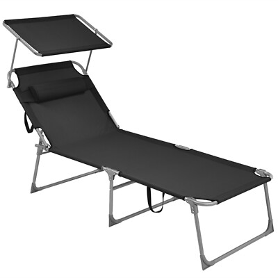 Gartenliege Sonnenliege klappbar bis 150 kg belastbar Rückenlehne GCB22BK
