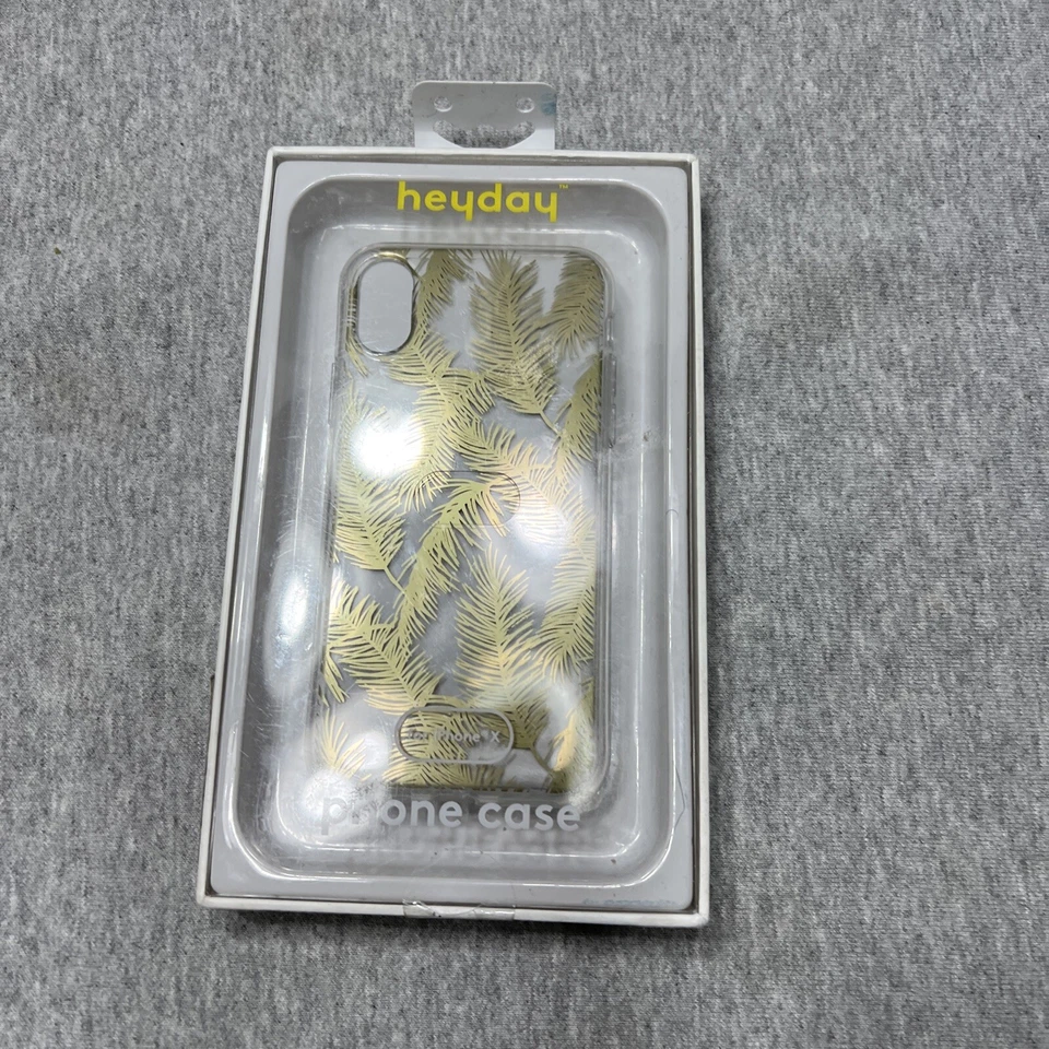 Estuche Heyday Apple iPhone X "Plumas Impresas" Transparente y Dorado Foto 4 de 4