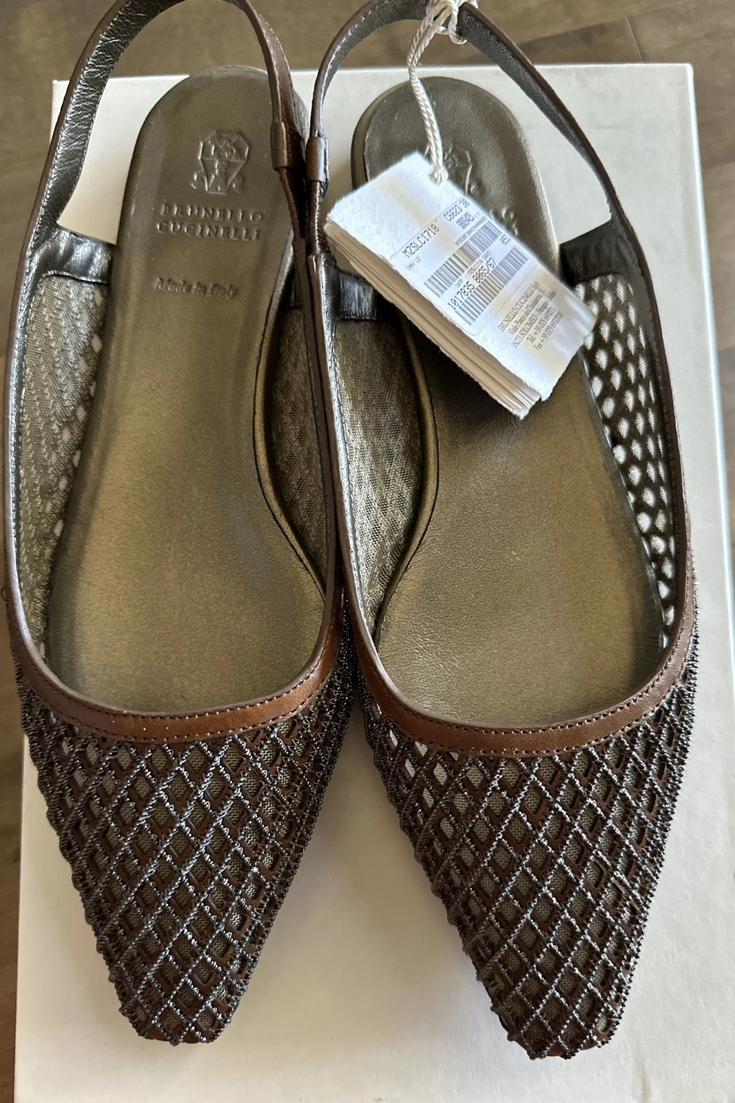 Brunello Cucinelli — Brunello Cucinelli Women's Slingback  Monili Net Flat Shoes Size US 7.5-8 38