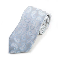 Holt Renfrew Silver Paisley Silk Tie Made in Italy 12227
