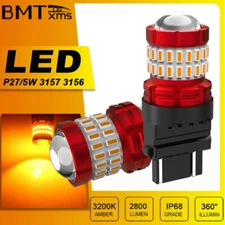 2x 3157 3156 Amber yellow LED Turn Signal Parking Light Bulbs Error Free 3000K