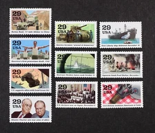US 1991 COMPLETE set of 10 Singles, World War II #2559a-j Mint NH