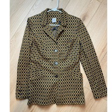 Cabi Yellow Navy Geometric Blazer Jacket Women s Size M