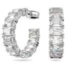 Swarovski Millenia Hoop Earrings, Octagon Cut, White, Rhodium Plated 5612673