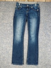 Miss Me Jeans Signature Slim Boot Womens Size 27 Medium Wash Whiskers 30x31