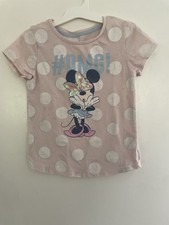 Disney Minnie Mouse Kids Girls Sequin Bow Minnie Mouse Polka Dot T-Shirt Pink S