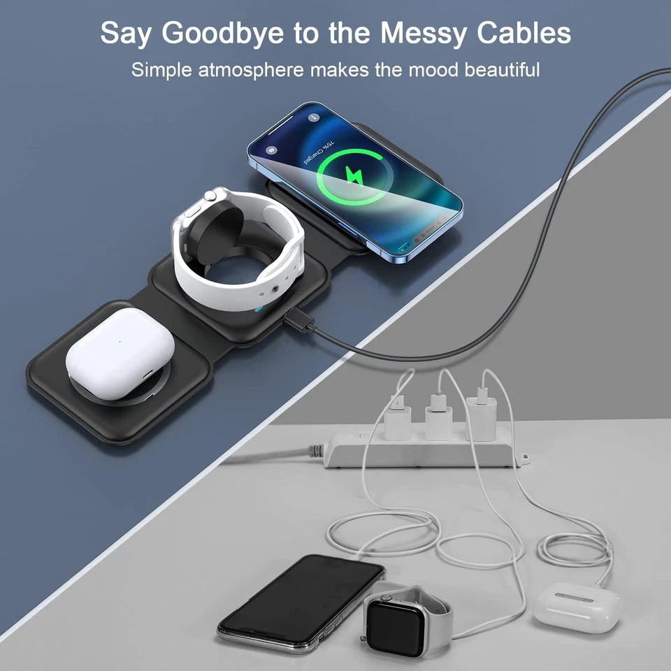 Wireless Charger 3 in 1,RTOPS Magnetic Travel Wireless Charging Station - Image 4 of 4