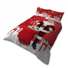 Image of Christmas Santa Duvet Cover Set Pillowcase Xmas Bedding Quilt Single Double King