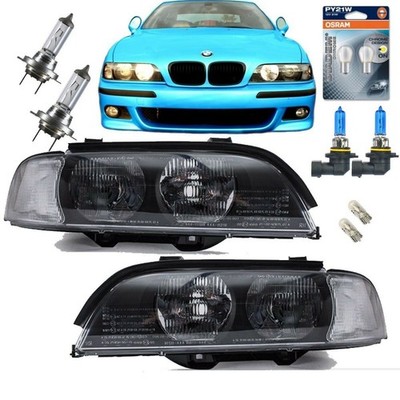 2x SCHEINWERFER Schwarz HB3/H7+weiße Blinker+Birnen 8tlg+OSRAM passt für BMW E39