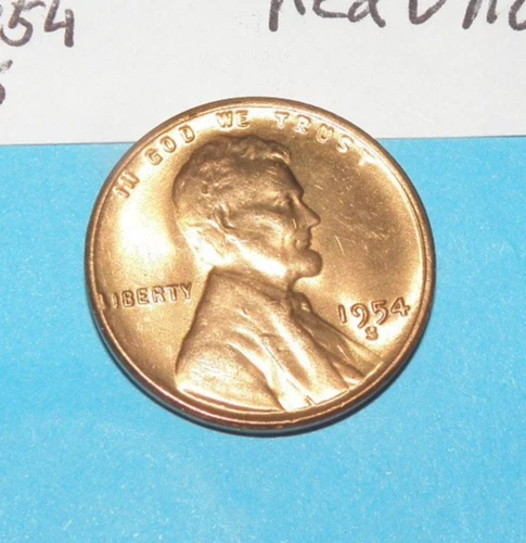 1954 S         LINCOLN WHEAT CENT   CHOICE RED UNCIRCULATED  #5
