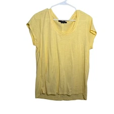 Social Standard T-Shirt Women's Large Yellow Round Neck Short Sleeve Solid