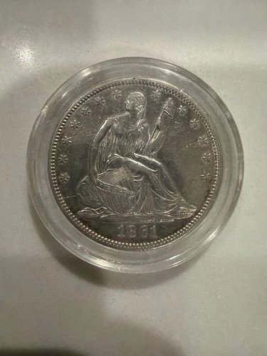 1861 Seated Liberty Half Dollar 50C Silver Coin 0.9 Fineness