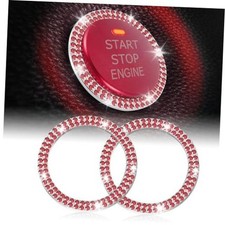 Car Engine Start Stop Decoration Ring, Crystal Double Rhinestone, Bling Red