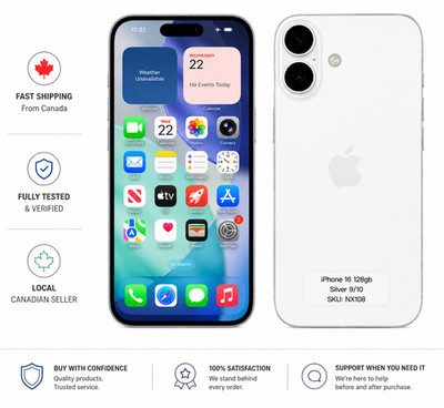 Apple iPhone 16 White 128gb, e-SIM, Unlocked, Battery 100% -Excellent Conidition