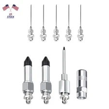 Professional Grease Gun Needle Nozzle Kit with Rubber Adapter Fitting 9Pcs Set