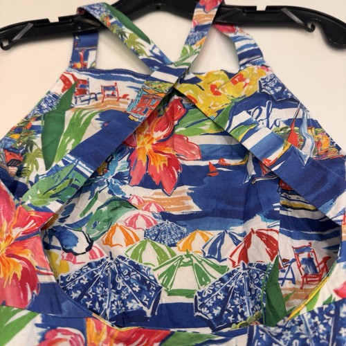 Polo Ralph Lauren Big Girls Riviera-Print Poplin Dress Boat Floral Print Sz 5 - Picture 7 of 16