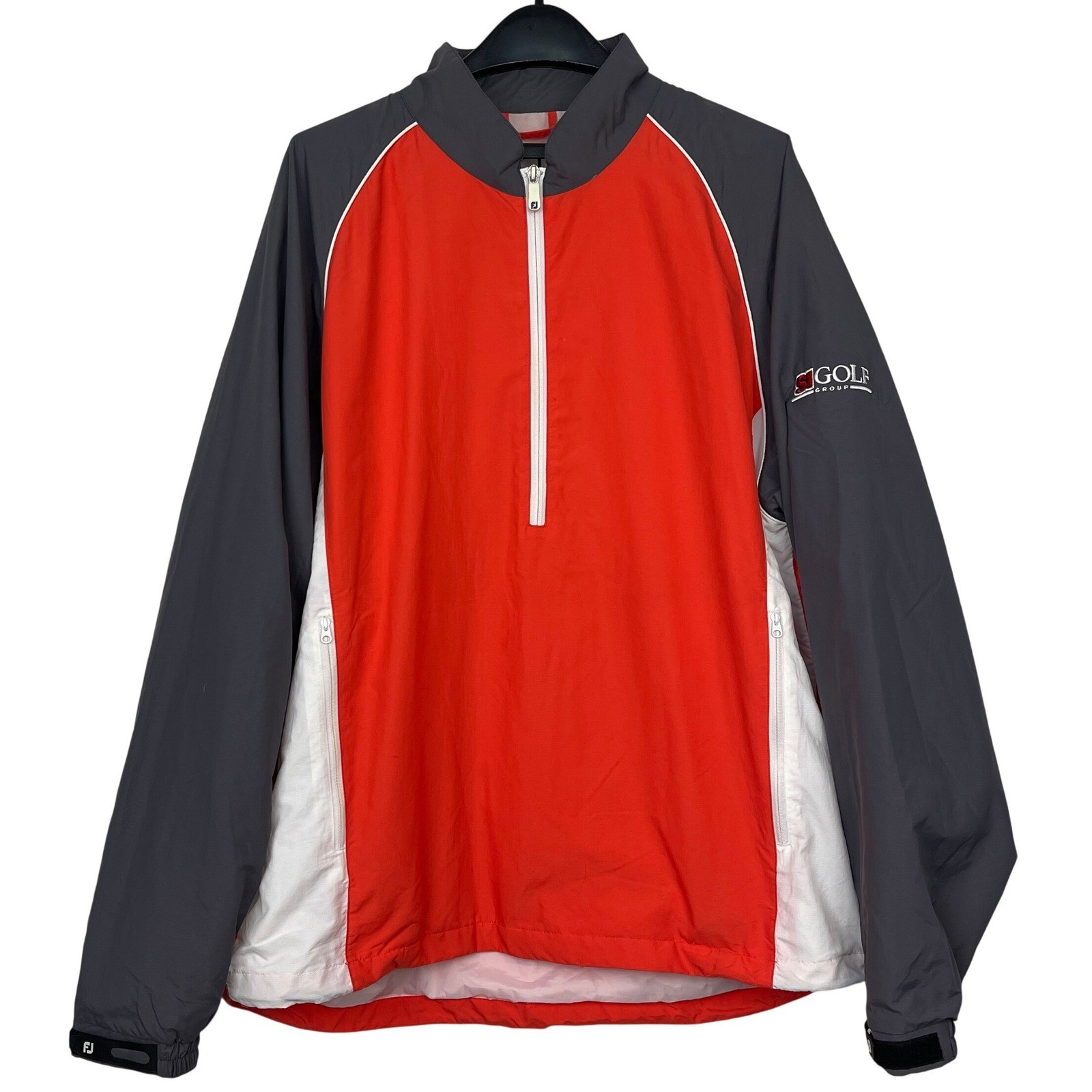 Windbreaker Jacket Mens Xl Half Zip Pullover Red Gray Colorblock