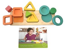 Lovevery Geo Shapes 3D Wooden Puzzle Info Play Card Montessori Toy 19M