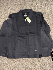 Dickies Eisenhower Jacket Medium Youth Black Fleece Lined Mechanic Full Zip