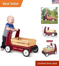 Classic Walker Wagon - Red Wooden Baby Walker for Confident Toddlers, Ages 1-4