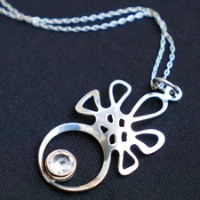 Silver pendant with clear crystal spinel from Kultaseppä Salovaara, Finland 1970