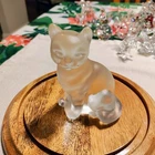 Vintage Fenton Frosted Satin Glass Sitting Cat Figurine 4” handmade
