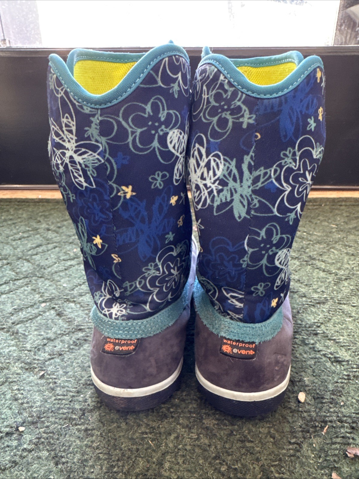 Plae Thandi Waterproof Boots Little Kids S13 Navy Blue Print