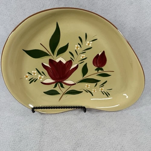 Stangl Pottery Green Magnolia Large Oval Kidney Teardrop Shaped Platter 13"