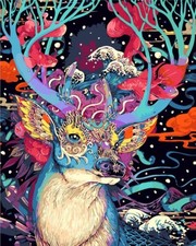 Paint By Numbers Adults Abstract Colorful Deer DIY Painting Kit 40x50CM Canvas