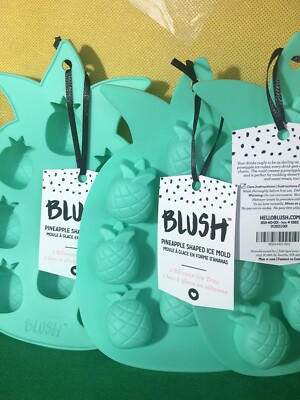 Lot of 3 BLUSH PINEAPPLE SHAPED ICE MOLD Silicone Ice Tray NewW/Tag FABFITFUN
