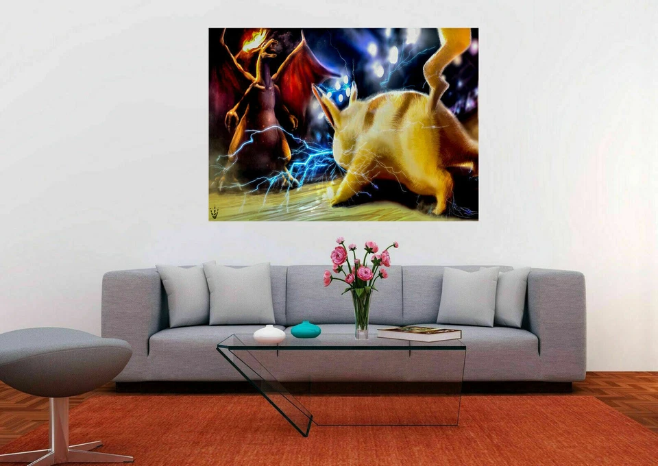 Leinwand Pokemon Pikachu  Anime Bilder Wandbilder - Hochwertiger Kunstdruck - Bild 4 von 4